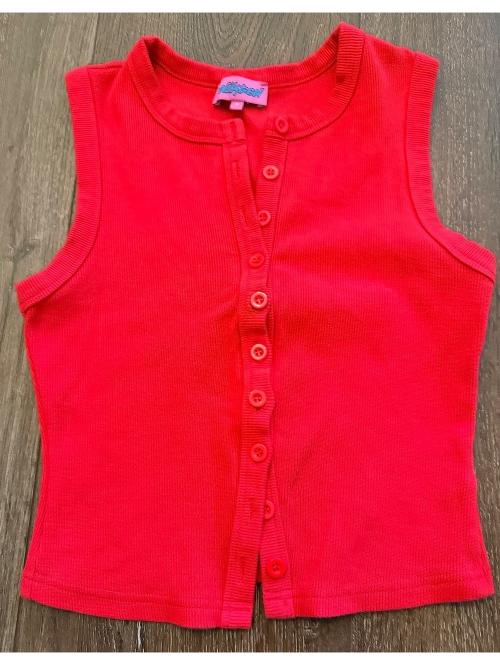 Edikted Basel Button Front Tank Top Red Size Small Streetwear